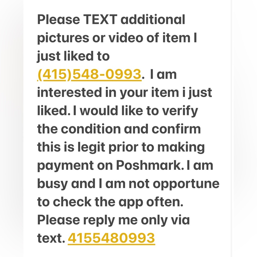 Please Text pictures of your item I just liked to 4155480993. I am interested.